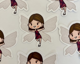 Pegatina troquelada de vinilo con alas de Kaori Sakamoto dibujada a mano: calidad superior, diseño exclusivo