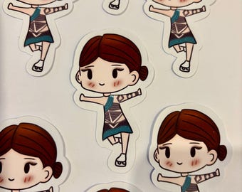 Pegatina troquelada de vinilo de Wakaba Higuchi dibujada a mano: calidad superior, diseño exclusivo