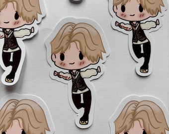 Pegatina troquelada de vinilo de Ilia Malinin dibujada a mano: calidad prémium, diseño único