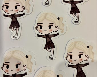 Pegatina troquelada de vinilo de Amber Glenn dibujada a mano: calidad prémium, diseño único