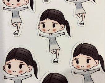 Pegatina troquelada de vinilo de Rino Matsuike dibujada a mano: calidad prémium, diseño único