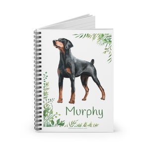 Natural Ears Doberman Personalized - Spiral Notebook/Journal - Ruled Line - Docked or Natural Tail