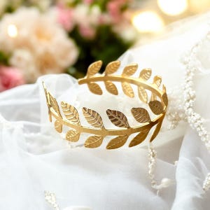 Gold Leaf Arm Cuff Bracelet | Adjustable Boho Upper Arm Band | Greek Goddess Armband | Festival Jewelry for Women | Bridesmaid Gift Idea