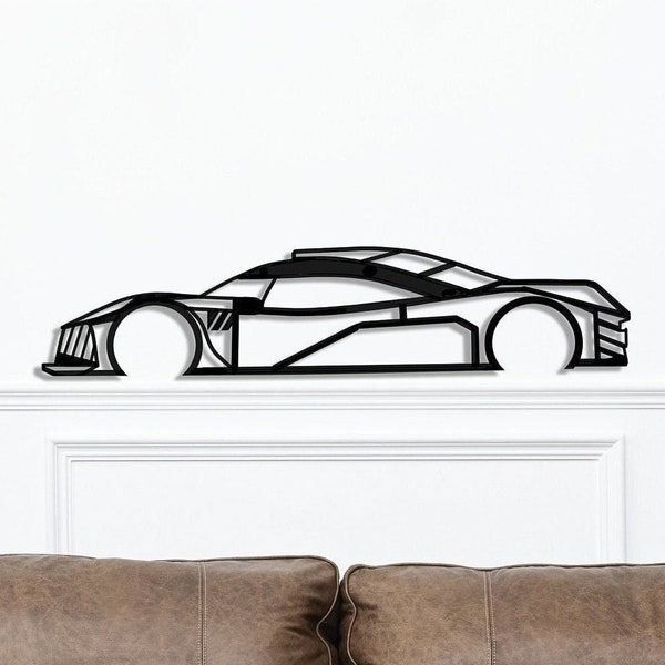 Peugeot 9X8, Voiture de sport, Wall Art ,Art mural en bois, décoration murale en bois, automobile, Silhouette de voiture ,made in France ,F1