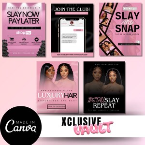 Editable Hair Instagram Post Templates: Social Media Flyers (Canva)