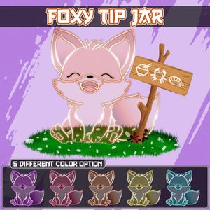 Hype Cup Foxy | Fox Twitch Hype Jar | Fox Tip Jar | Tip Jar for Stream | Transparent Hype Cup | Kitsune Tip Jar | Kitsune Hype Cup | 5 Color