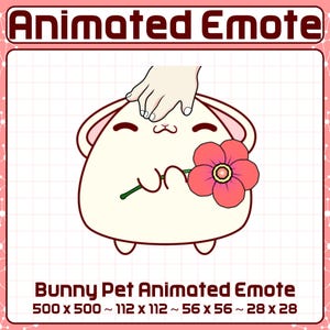Bunny Pet Animated Emote | Petting Chibi Bunny Emote, Ready to Use Rabbit Emotes, Cozy Twitch Emote, Joyful Bunny Emote for Twitch and Kick