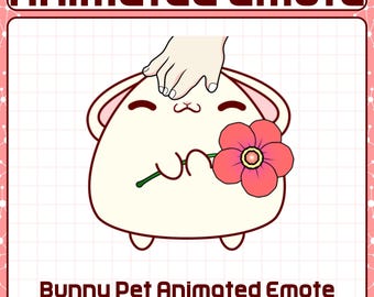 Gesto animado de mascota conejita / Gesto de conejito chibi acariciador, Gestos de conejo listos para usar, Gesto acogedor para Twitch, Gesto de conejito alegre para Twitch y Kick