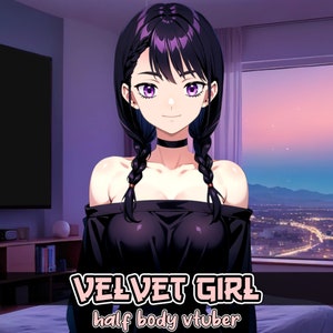 VTuber - Velvet Girl - Half Body Live2D Model for Vtube Studio | Cozy Vtuber Model | Cute Vtuber | Braided Hair - Purple Eyes - Kawai Vtuber