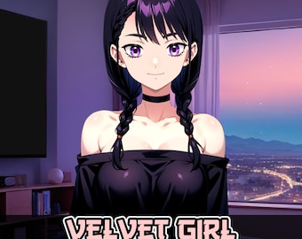 VTuber - Velvet Girl - Half Body Live2D Model for Vtube Studio | Cozy Vtuber Model | Cute Vtuber | Braided Hair - Purple Eyes - Kawai Vtuber