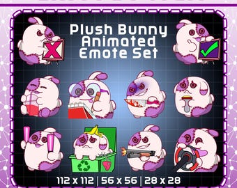 Pacote de Emotes de Coelhinho | 1 | Emotes de Coelhinho Animados, Emotes de Coelho para Twitch Discord Kick e Mais, Emotes de Coelhinho Gótico, Pacote de Emotes Góticos