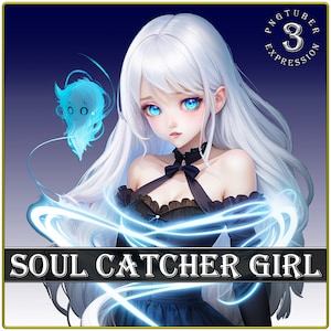 Soul Catcher Girl pngTuber | 3 vrouwelijke gezichtsuitdrukkingen pngtuber | 2D-pngtuber voor streamers, youtubers, contentmakers | Pngtuber Girl
