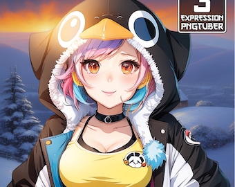 Garota Pinguim PNGTuber | 3 Expressão | Pngtuber Girl, Stream Avatar, Stream Model, Cosy Pngtuber, Cute Pngtuber Girl, Pinguin Girl PNG Tuber