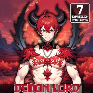 Señor demonio PNGTuber / 7 Expresión / Pngtuber Boy, Stream Avatar, Stream Model, Devil Boy, Hellboy Pngtuber, Male PNG Tuber, Veadotube