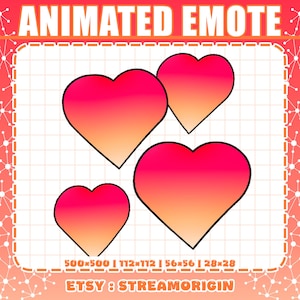 Heart Animated Emotes for Twitch, Kick, Discord, 4 Different Heart Emotes, Heart Beat Emote,Broken Heart Emote,Cute Emote for Lovely Streams