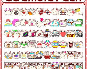 Pacote de Emotes de Coelhinho Enorme – 60 Emotes Fofos e Engraçados para Twitch | Emotes de Coelhinhos Animados e Estáticos para Streamers para Twitch, Discord, Kick, YouTube