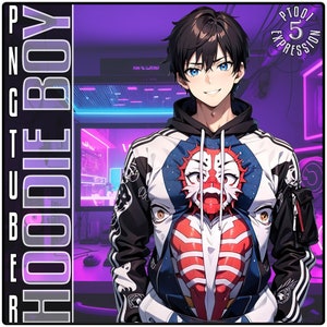 Hoodie Boy PNGTuber | 5 Expression Male Pngtuber | PT-001 | Pngtuber for Streamers & Content Creators | Stream Avatar , Pngtuber Boy
