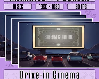 Autokino-Leinwand | Animierter Bildschirm | SC-001 | 1920×1080 | Nähte Schleife | Stream Screen, Vtuber Bildschirm | Animierter Twitch Bildschirm