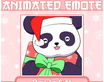 Gesto de regalo de panda / Gesto de panda animado, Gesto de panda divertido, Gesto de panda lindo, Gesto de Navidad, Gesto de Navidad, Gesto de panda chibi, Panda kawaii