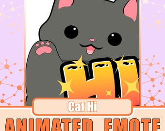Olá, emote de gato preto | Emote de gato preto, Emote de saudação de gato, Emote de gato fofo, Emote de gato, Emote de oi, Emote de olá, Emote de aceno de mão, Gato kawaii