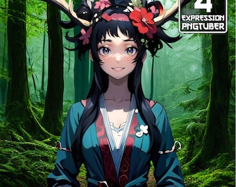 Madre Bosque PNGTuber / 5 Expresión / Pngtuber Chica, Avatar Stream, Modelo Stream, Deer Girl Pngtuber, Linda Chica Pngtuber, Chica Pngtuber