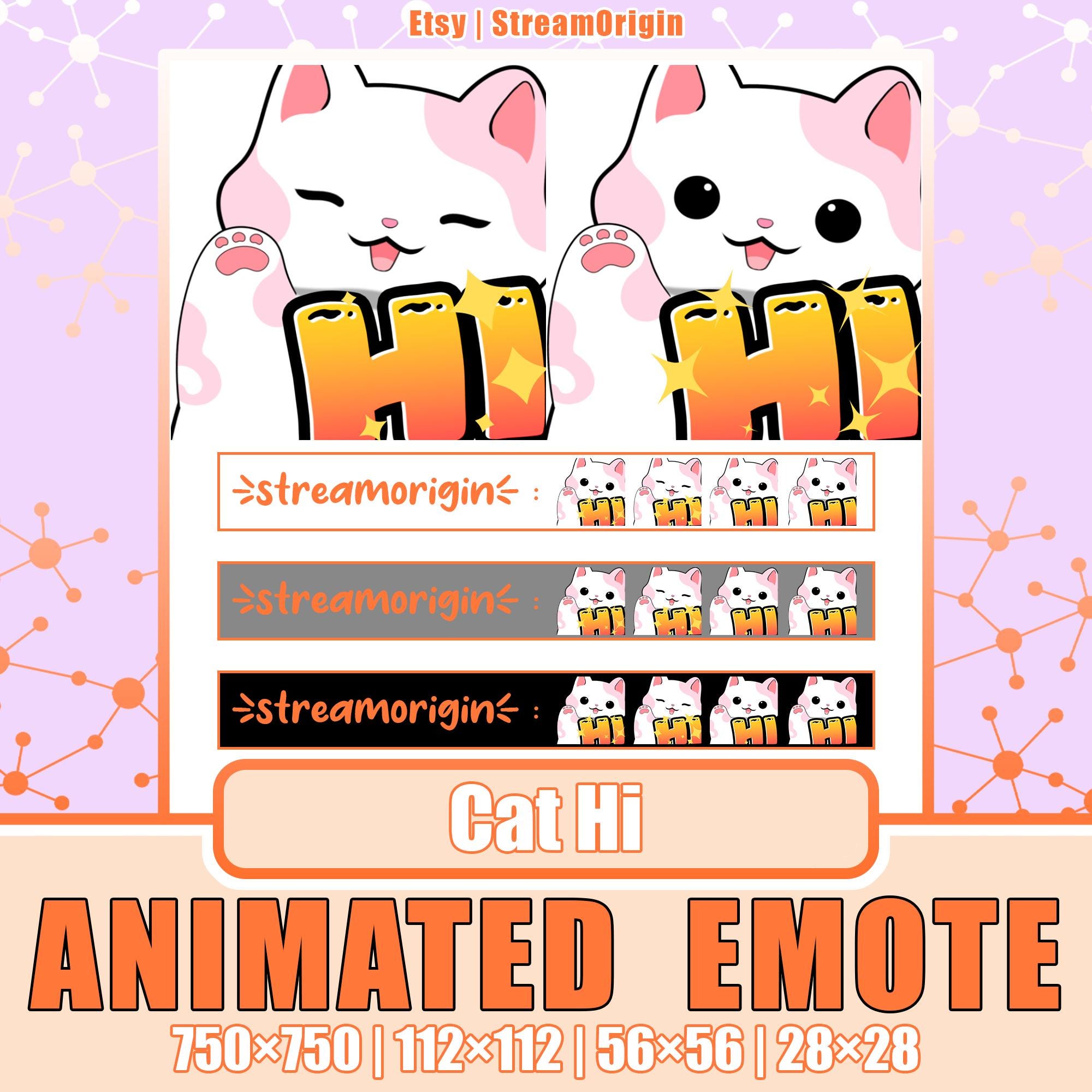 Hi Pink Cat Emote | Pink Cat Emote, Greeting Cat Emote, Cute Cat Emote ...
