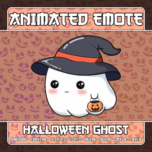 Halloween Ghost Emote | Twitch Animated Emote, Ghost Emote, Cute Emote, Halloween Emote, Kick Emote, Discord Emote, Transparent GIF Emote