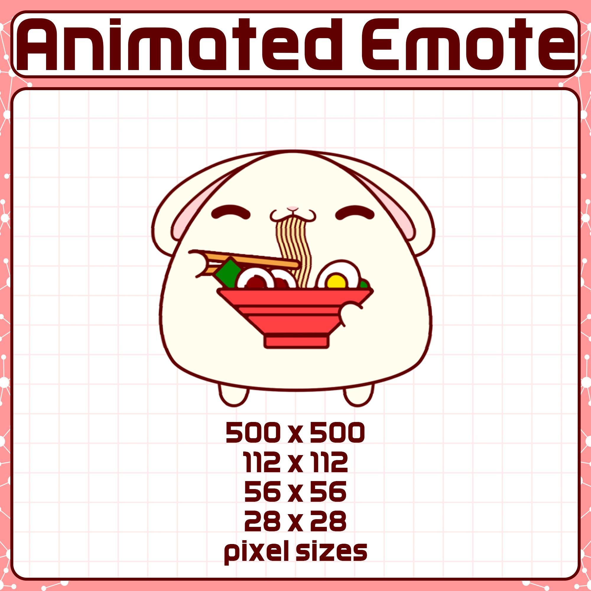 Bunny Ramen Animated Emote | Chibi Bunny Eating Ramen Emote, Ready to ...