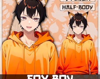 VTuber - Fox Boy - Modelo Live2D de medio cuerpo para Vtube Studio / Modelo Vtuber acogedor / Vtuber lindo / Vtuber kitsune - Vtuber peludo