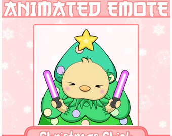 Christmas Chick Animated Emote | Chibi Christmas Tree Chick , Kawaii Chick Emote , Cute Chick Emote , Christmas Emote , Christmas Tree Emote