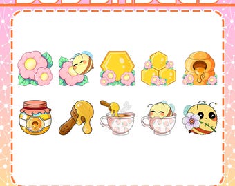Insignias de suscripción de abejas para Twitch y Kick, insignias de Twitch con temática de miel, insignias de suscripción kawaii para streamers, paquete de insignias de suscripción para transmisiones divertidas