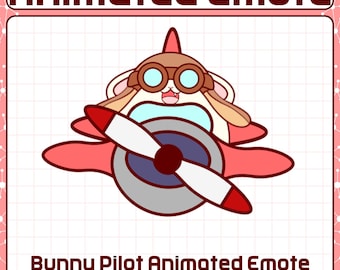 Bunny Pilot Animated Emote | Chibi Bunny Coming with Plane, Ready to Use Rabbit Emotes , Funny Twitch Emote, Animated Plane Emote for Twitch