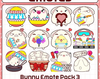 Paquete de emoticonos de conejito 3/12 emoticonos de conejito / Emoticono de conejito de Pascua, Felices Pascuas para streamers, Emoticos de huevo de Pascua, Paquete de emoticonos de Pascua para streamers