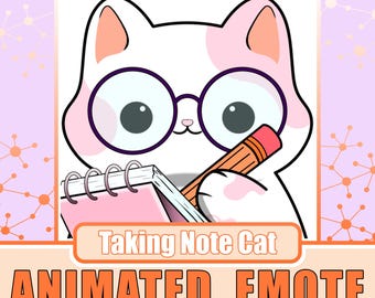 Emote de tomar nota | Gato tomando nota, Emote de gato rosa, Emote de nota, Emote de gato escrevendo, Emote de gato, Emote de gato rosa tomando nota, Emote animado