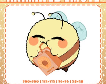Emote animado de abelha fofa bebendo suco de mel | Emote de abelha fofa, Emote de abelha bebendo, Emote de abelha kawaii, Emote de abelha animado, Emote de mel