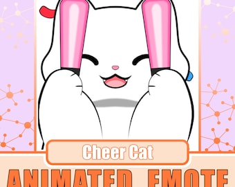 Emote animado de torcida de gato branco | Emote de gato branco, Emote de torcida de gato, Emote de bastão de luz, Emote de bastão luminoso, Emote de hype, Emote de dança de gato