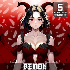 Demon PNGTuber | 5 Expression PNG Tuber Model | Pngtuber Girl | Fallen Angel,Demon Girl Png Tuber, Devil Girl Pngtuber, Fallen Pngtuber Girl