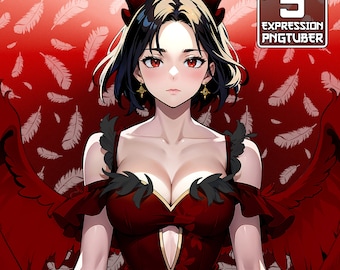 Demon PNGTuber | 5 Expression PNG Tuber Model | Pngtuber Girl | Fallen Angel,Demon Girl Png Tuber, Devil Girl Pngtuber, Fallen Pngtuber Girl