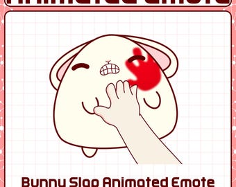 Emote animado de bofetada de conejo / Emote chibi de pobre conejito abofeteado, emoticones de conejo listos para usar, emoticono divertido para Twitch, emoticono de conejito alegre para Twitch