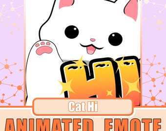Olá, emote de gato branco | Emote de gato branco, Emote de gato de saudação, Emote de gato fofo, Emote de gato, Emote de oi, Emote de olá, Emote de aceno de mão, Gato kawaii