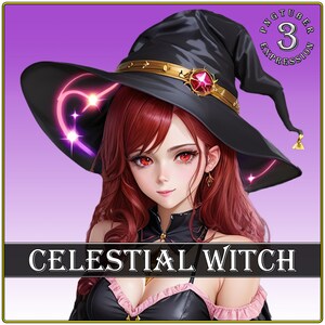 Celestial Witch PNGTuber | 3 Facial Expressions Female Pngtuber | 2D Pngtuber for Streamers , Youtubers , Content Creators | Png tuber Girl