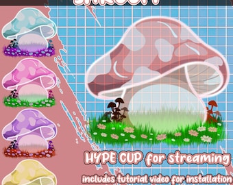 Cogumelo Hype Cup | Frasco Hype de cogumelo Twitch | Jarra de ponta fofa | Jarra de dicas para Stream | Copo Hype Transparente | Frasco com ponta de cogumelo | Copo Hype de Cogumelo