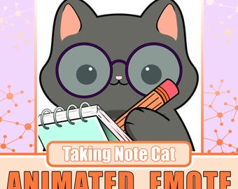 Emote de tomar nota | Gato tomando nota, Emote de gato preto, Emote de nota, Emote de gato de escrita, Emote de gato, Emote de gato preto tomando nota, Emote animado