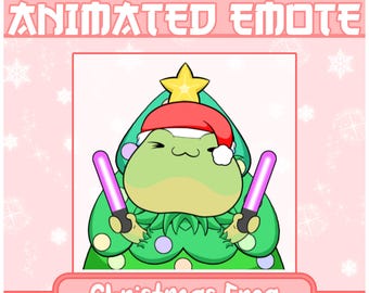 Christmas Frog Animated Emote | Chibi Christmas Tree Frog , Kawaii Frog Emote , Cute Frog Emote, Christmas Emote, Xmas Tree Emote, Xmas Frog