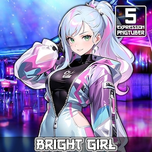 Bright Girl PNGTuber | 5 Expression | Pngtuber Girl, Stream Avatar, Stream Model, Shiny Pngtuber , Cute Pngtuber Girl , Silver Hair Pngtuber