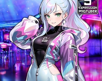 Bright Girl PNGTuber | 5 Expression | Pngtuber Girl, Stream Avatar, Stream Model, Shiny Pngtuber , Cute Pngtuber Girl , Silver Hair Pngtuber