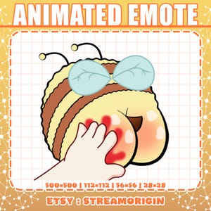 Émoticône animée claque sur les fesses d'une abeille, émoticône abeille mignonne, émoticône abeille drôle, émoticône abeille dans le cul, émoticône abeille twerk, émoticône abeille kawaii pour banderoles