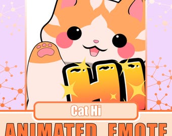 Olá, emote de gato laranja | Emote de gato laranja, Emote de gato de saudação, Emote de gato fofo, Emote de gato, Emote de oi, Emote de olá, Emote de aceno de mão, Gato kawaii