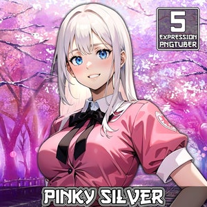Pinky Silver PNGTuber | 5 Expression | Pngtuber Girl, Stream Avatar, Stream Model, Cozy Pngtuber , Cute Pngtuber Girl ,Sakura Dress Pngtuber