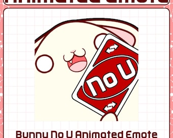 Gesto animado de la tarjeta Bunny No U / Gesto chibi Bunny No U, Gestos de conejo listos para usar, Gesto animado de Twitch de la tarjeta No U, Gesto de carta inversa